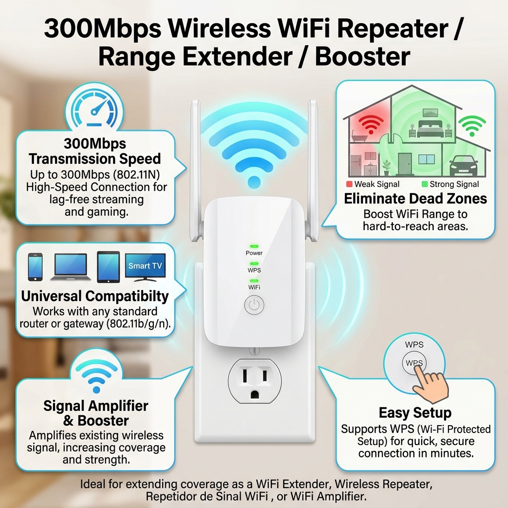 300Mbps Wireless WIFI Repeater Remote Wifi Extender WiFi Amplifier 802.11N Wi Fi Booster Repetidor Amplifier Wi Fi Reapeter