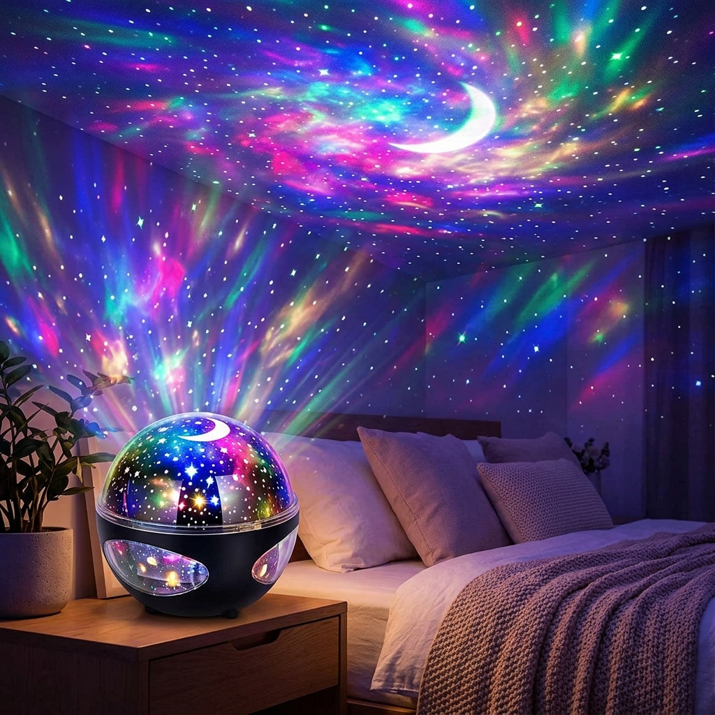 Colorful LED Starry Sky Projector Galaxy Light Magic Ball Moon Star Night Light Bedroom Atmosphere Lamp For Home Decoration
