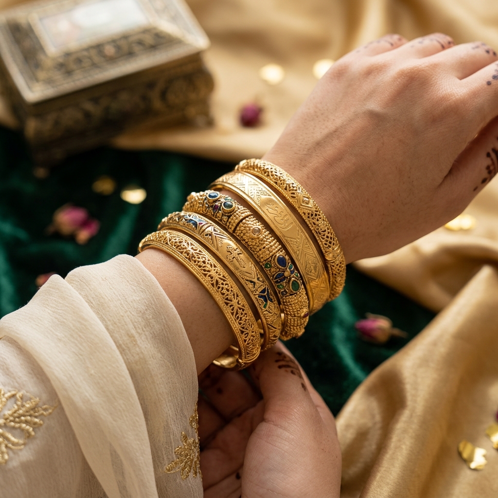 Fashion Stainless Steel Bracelets Vintage Elegant Bracelet Dubai Golden Color Ethiopian African Saudi Arabic Wedding Bride Gift