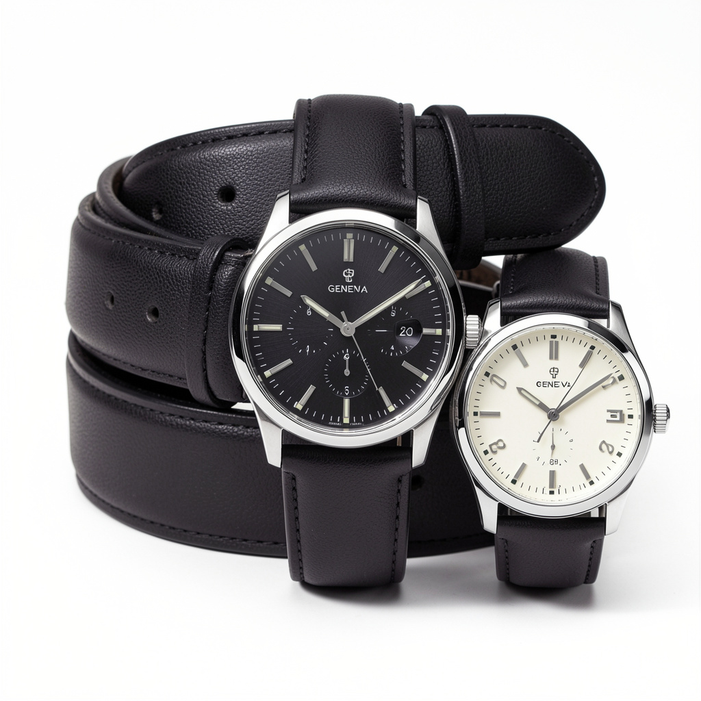 GENEVA High Quality Men's Luxury Belt Fashion Quartz Watch Men Round Business Student Sport Waterproof Glow Clock