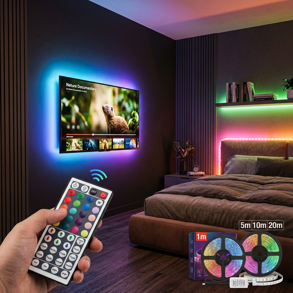 Led Strip Lights with 44 Key Remote Control 1m 5m 10m 20m RGB Tape Led Wall Room for Home Bedroom Party Decor TV Backlight