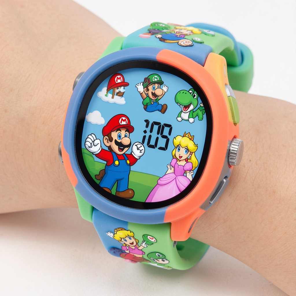 Mario Bros Kids Digital Watch Waterproof Sport Wristband for Children Luigi Princess Peach Yoshi Bowser Action Figures