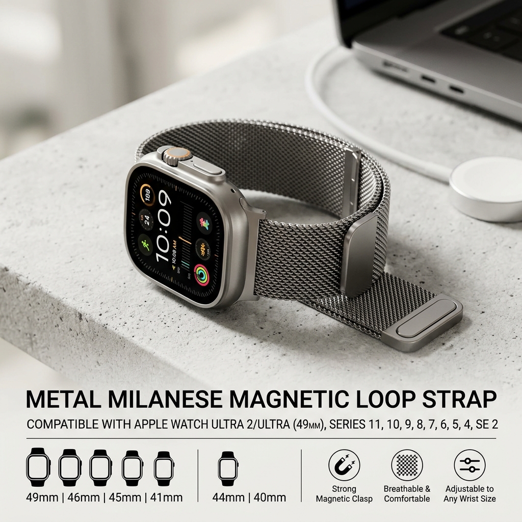 Metal Milanese Strap for Apple Watch Band Ultra32 49mm 11 10 9 8 7 Magnetic Bracelet iWatch 6 5 4 SE2 46mm 45mm 41mm 44mm 40mm