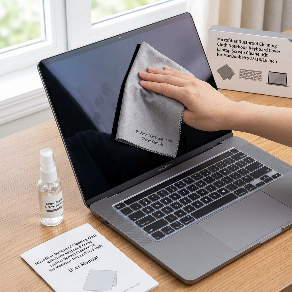 Microfiber Dustproof Cleaning Cloth Notebook Keyboard Cover Laptop Screen Cleaner Kit for MacBook Pro 131516 Inch