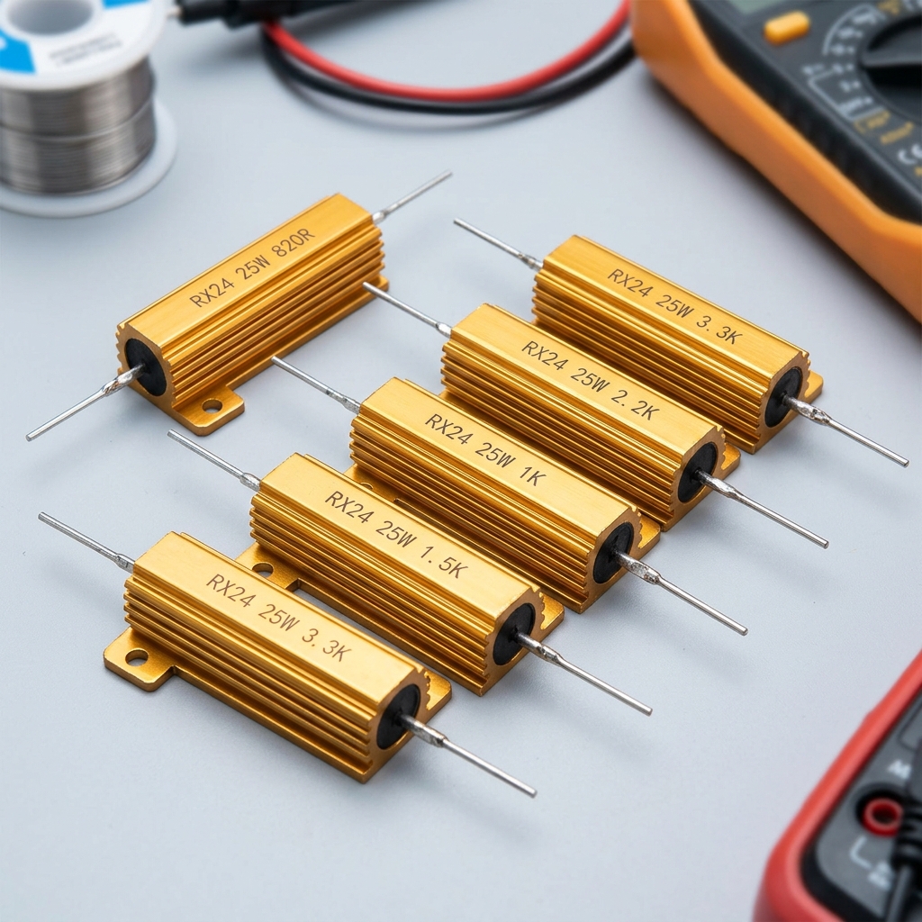 RX24 25W Aluminum Power Metal Shell Case Wirewound Resistor 820R 910R 1K 1.2K 1.5K 1.8K 2K 2.2K 2.4K 2.5K 2.7K 3K 3.3K 3.6K Ohm