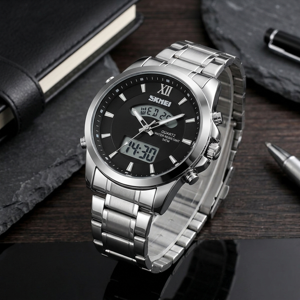 SKMEI 1370 Luxury Full Steel Business Waterproof Watch Relogio Masculino Watch Men Fashion Sport Quartz Clock Mens Watches