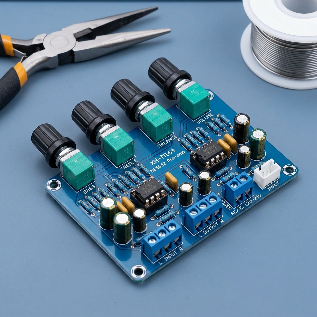 XH-M164 NE5532 Stereo Pre-amp Preamplifier Tone Board Audio 4 Channels Amplifier Module 4CH Control Circuit Telephone Preamp